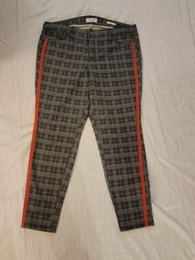 Skinnygirl Plaid Skinny Pants with Red Side Stripes